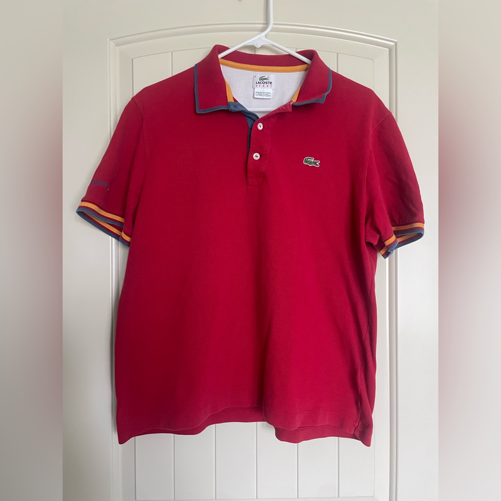 Lacoste Red Polo Shirt Classic Fit Size Eur 6 / Us L